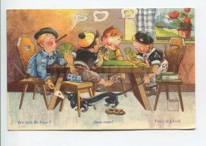 438596 MINOUVIS Kids Playing Cards cardsharp DACHSHUND Smoking postcard COMIC