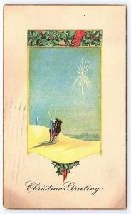 1914 Christmas Greetings Six Of Wands Holiday Season, Vintage Postcard