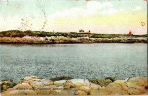 Straitmouth Island and Lighthouse Rockport MA c1910 Vintage Postcard E64