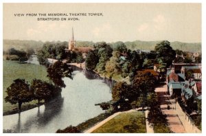 View From The Memorial Theatre Tower Stratford On Avon Black And White Postcard