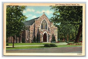 Vintage 1940's Postcard First Christian Church Government St. Mobile Alabama