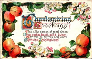 Thanksgiving Greetings With Flowers and Apples