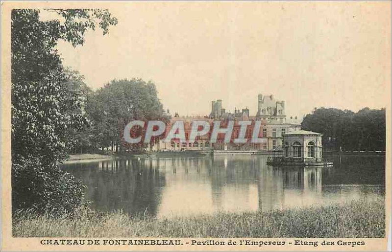 Postcard Old Chateau of Fontainebleau Pavilion Emperor Carp Pond