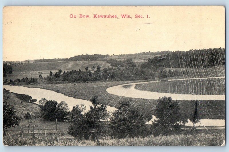 Kewaunee Wisconsin WI Postcard Ox Bow Sec 1 Panoramic Aerial View 1910 Vintage