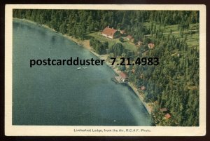 h1801 - LAKE SOLITAIRE Ontario Postcard 1930s Muskoka Limberlost Lodge Aerial