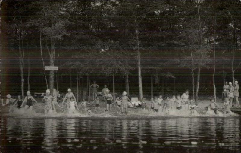 Bryantville MA Hill Echo Pines Camp Swimming Scene Real Photo Postcard