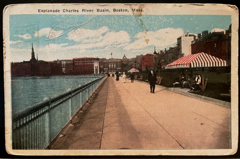 Vintage Postcard 1916 Esplanade Charles River Basin, Boston, Massachusetts (MA)