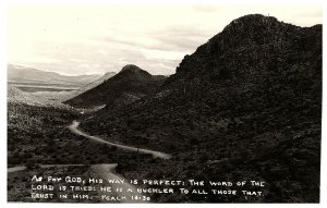 RPPC Postcard Arizona Landscape Mountains Winding Road Psalms 18:30