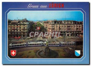 Modern Postcard Gruss aus mit Bahnhofstrasse Zurich Bahnhofplatz