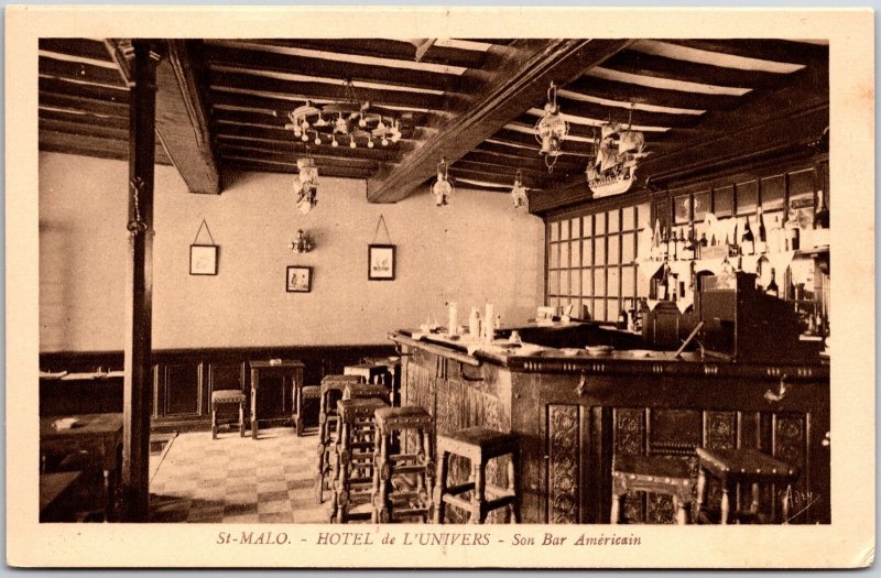 St-Malo Hotel De L'Univers - Son Bar American France Postcard