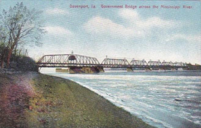 Iowa Davenport Government Bridge Across Mississippi River