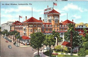 Hotel Windsor Jacksonville Florida Vintage Postcard Standard View Card 