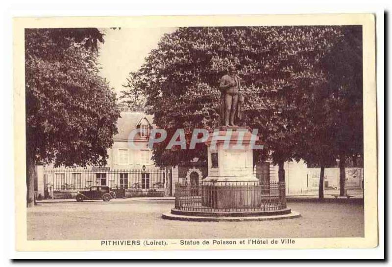 Pithiviers Old Postcard Statue of Fish and & # City 39hotel