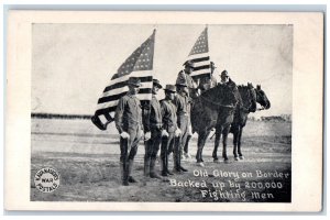 View Of Old Glory On Border Backed Up By 200,000 Fighting Men Antique Postcard 