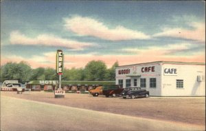 East Evanston WY Wood's Motel Caf‚ Roadside Linen Postcard