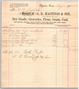 1910  Boston Mass.  G. R. Hastings & Son  Dry Goods  Receipt    8 x 9