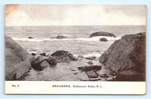 Postcard RI Sakonnet Point Surf Ocean Breakers 1908 View G20