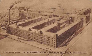 W W Kimball Piano Organ Factories Chicago Illinois 1920 advertising postcard