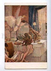 235953 GUEDY pillage MONKEYS parrot OLD SALON Lapina postcard