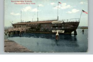 Charlestown MA Ship Wabash c1910 Postcard