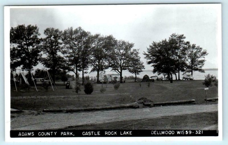 RPPC  DELLWOOD, Wisconsin WI ~ Adams County Park CASTLE ROCK LAKE   Postcard