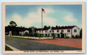 MOBILE, AL Alabama ~ MALBIS MOTEL & Restaurant c1950s  Roadside Postcard
