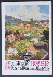 THIRD 3rd REICH ORIGINAL COLOUR PROPAGANDA CARD REGIONAL NSDAP DAY VIENNA 1939