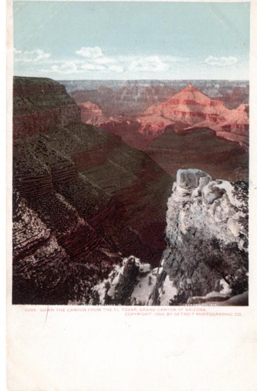 Down the Canyon from El Tovar, Grand Canyon of Arizona, pre-1907