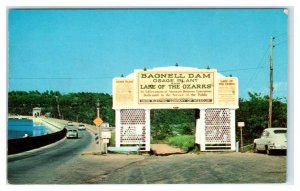 BAGNELL DAM, MO Missouri ~ DAM & BILLBOARD ~ c1950s Cars Ozarks Postcard