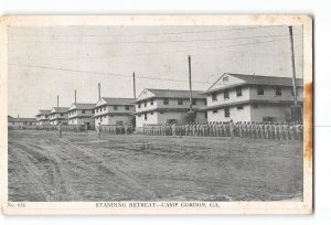 Camp Gordon Georgia GA Damaged Postcard 1940's World War II Standing Retreat