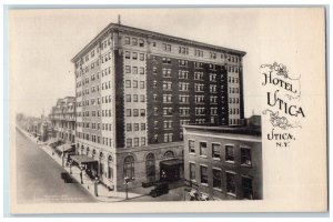 1940 Hotel Exterior Building Street Classic Car Road Utica New York NY Postcard 