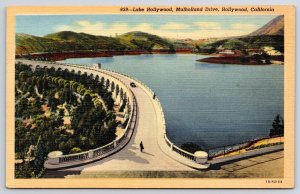 Lake Hollywood Mulholland Drive California CA Scenic Highway Bridge Postcard