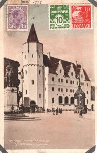 Vintage Postcard Landmansbanken Building Statue Landmark Aalborg Denmark