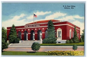 Auburn Alabama Postcard US Post Office Exterior Building c1940 Vintage Antique