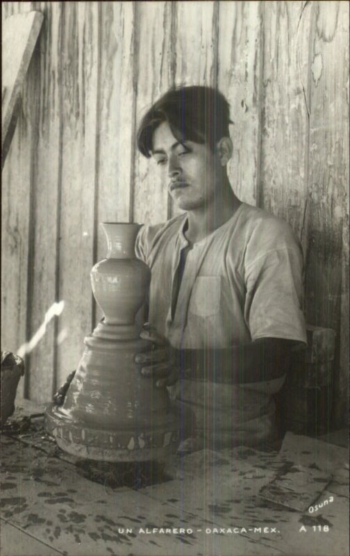 Oaxaca Mexico Potter Pottery Alfarero Labor Occupation Real Photo Postcard