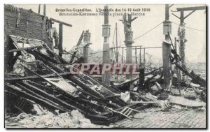 Old Postcard Belgium Brussels Exhibition Fire 14 August 15 1910 Brussels fair...