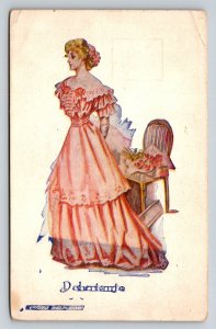 1908  Debutant  Pretty Women in Dress Postcard