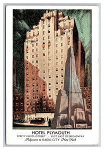 Hotel Plymouth New York  City NYC NY WB  Postcard R27