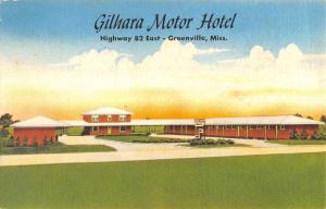 Greenville Mississippi Gilhara Motor Hotel Linen Antique Postcard K18143
