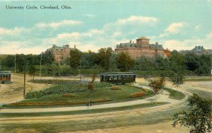 Postcard Ohio Cleveland University Circle Trolley C-1910 Braun roadside 23-4871