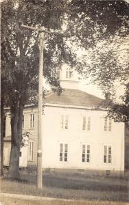 Burlington (?) Michigan~Church or School Building~Telephone Pole~1913 RPPC