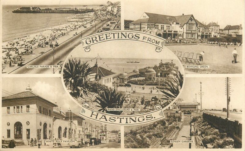 Postcard England greetings from Hastings different sights East Sussex