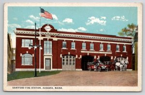 Hartford Fire Station Augusta Maine ME Postcard B50