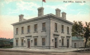 Vintage Postcard Post Office Postal Service Historical Building Galena Illinois