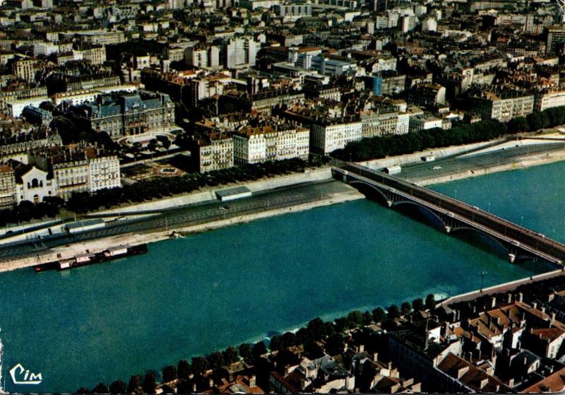 France Lyon Vue Aerienne Le Rhone Pont Wilson