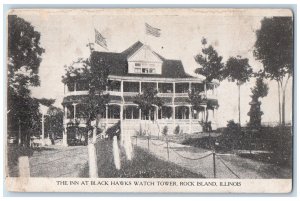 Rock Island Illinois Postcard Inn Black Hawks Watch Tower Exterior c1910 Vintage