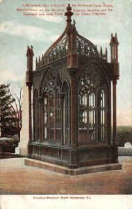 RICHMOND VIRGINIA PRESIDENT MUNROE TOMB CEMETERY ADVERTISING DPO POSTCARD 1907