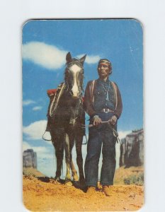 Postcard Navajo Indian And His Pony