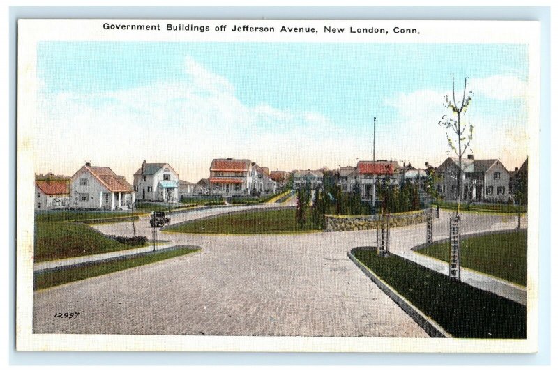 Government Buildings Jefferson Ave New London CT Connecticut Postcard (AK4)