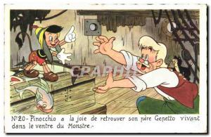 Old Postcard Fancy Walt Disney Pinocchio Gepetto